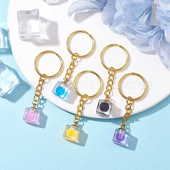 8 pcs cube pendentifs en plastique transparent porte-clés&nbsp;KEYC-JKC00735