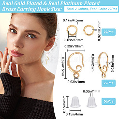 22 par de ganchos para pendientes de latón de 2 colores&nbsp;DIY-CN0002-61