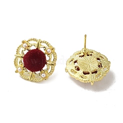 Aretes de aleación de flores y acrílico flocado para mujer&nbsp;EJEW-K282-05G