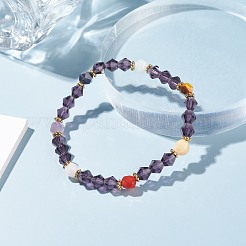 Bracelet extensible perles rondes pierres naturelles mélangées thème chakra&nbsp;BJEW-JB07248