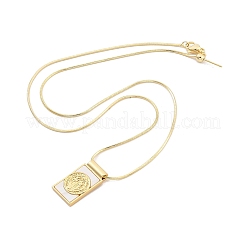 Pendenti con medaglia di san benedetto in ottone con conchiglia rettangolare e pavé&nbsp;NJEW-Z053-01G-01