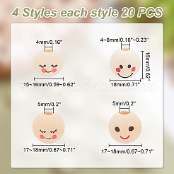 80 pièces 4 styles de perles européennes en bois naturel&nbsp;WOOD-AR0001-38