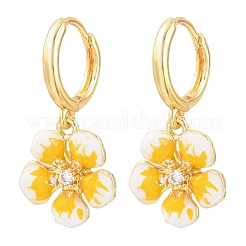 Orecchini pendenti a cerchio in ottone con micro pavé di zirconi cubici&nbsp;KK-CBA8324-10G-02