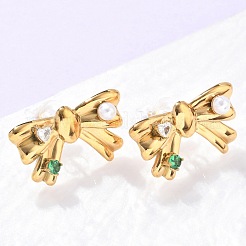 Pendientes de acero inoxidable 304 con micropavé de circonitas cúbicas&nbsp;EJEW-D309-04G