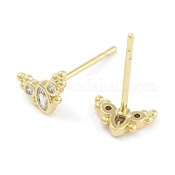Orecchino a bottone in ottone con pavé di zirconi trasparenti&nbsp;EJEW-S217-G10