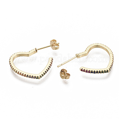 Orecchini a bottone in ottone con zirconi colorati e micro pavè&nbsp;EJEW-S208-009