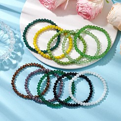 Set di braccialetti elasticizzati con perline di vetro imitazione giada sfaccettata da 15 pz in 15 colori&nbsp;BJEW-JB10791