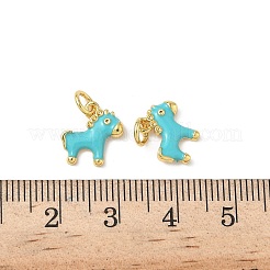 Pferdeanhänger aus Messing mit Cyan-Emaille und Biegeringen&nbsp;KK-I371-01G