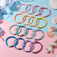 16 Stück 16 Farben gefärbtes synthetisches Türkis und handgemachte Polymer Clay Perlen Stretch-Armband-Sets&nbsp;BJEW-JB10763