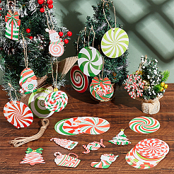 Weihnachtsdekorationen aus Holz und Papierfahnen&nbsp;AJEW-NB0006-09