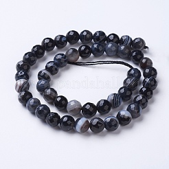 Chapelets de perles perles en agate noire naturelle&nbsp;G-G753-08-8mm