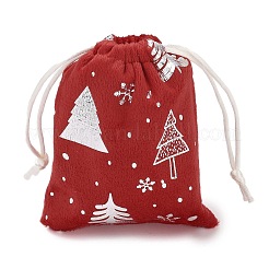 Bolsas de almacenamiento de terciopelo navideño con estampado plateado&nbsp;ABAG-Q053-01A-01C