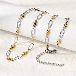 304 Edelstahl-Herzgliederketten-Halsketten für Damen&nbsp;NJEW-A046-02B-GP