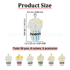 36pcs 6 couleurs pendentifs en résine opaque&nbsp;RESI-GO0001-11
