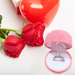Boîtes à bijoux en velours rose&nbsp;LS-CON-WH0092-63A