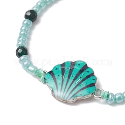 Bracciali a maglie in lega smaltata a forma di conchiglia&nbsp;BJEW-JB11781