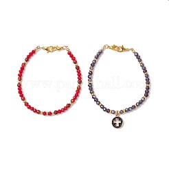 2 Stück Stretch-Armband-Set aus Glasperlen in 2 Stilen für Damen&nbsp;BJEW-JB11570