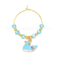 Weinglas-Charm-Sets aus Emaille mit Wal-Legierung&nbsp;AJEW-JO00232