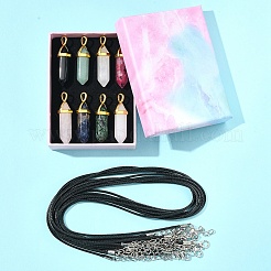 DIY-Sets zur Herstellung von Halsketten aus natürlichen Edelsteinen und gewachsten Schnüren&nbsp;DIY-FS0008-04A