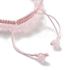 Braccialetti elasticizzati con perline rotonde di quarzo rosa naturale e braccialetti con perline intrecciate&nbsp;BJEW-K251-04B