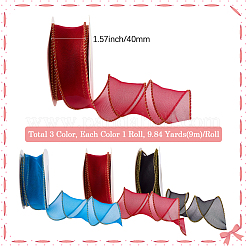 3 Rolle 3 Farben Polyester-Organzaband&nbsp;PAAG-CY0001-03B