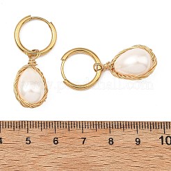 Ohrringe mit galvanisierten Muschelperlen für Damen&nbsp;EJEW-JE07266