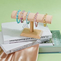 Samt-T-Bar-Armbandständer mit Holzsockel&nbsp;BDIS-WH0010-03B