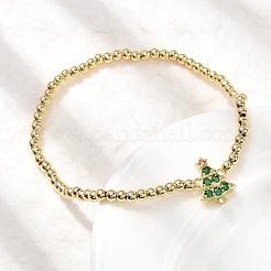 Bracelets de Noël à maillons en laiton et micro pavés de zircones cubiques&nbsp;LS-BJEW-K289-01B-G