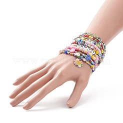 Ensemble de bracelets extensibles en verre synthétique turquoise (teint)&nbsp;BJEW-JB08832
