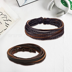 1 Stück mehrsträngiges Armband aus Rindslederkordel&nbsp;BJEW-CL0001-48A