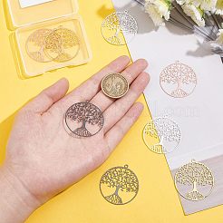 8 Stück 4 Farben Filigrane Lebensbaum-Messinganhänger&nbsp;KK-NB0002-56