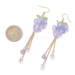 Boucles d'oreilles pendantes transparentes bicolores en verre peint à la bombe et acrylique&nbsp;EJEW-JE06923