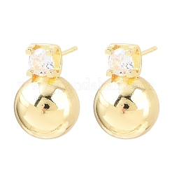Ohrstecker aus Messing mit Pavé-Fassung und klarem Zirkonia&nbsp;EJEW-G471-36G