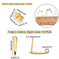 30 pieza de accesorios para pendientes de acero inoxidable 304 de 3 colores&nbsp;STAS-DC0004-46