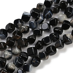 Brins de perles d'agate à bandes naturelles (teintes et chauffées)&nbsp;G-A257-A03-01
