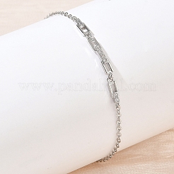 Pulseras de eslabones rectangulares de circonita cúbica transparente con micropavé de latón&nbsp;KK-CBA6980-15P