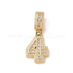 Ciondolo europeo in ottone con zirconi cubici trasparenti&nbsp;KK-R003-01G-04