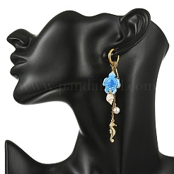 Boucles d'oreilles créoles pendantes Seahouse en acier inoxydable chirurgical 316&nbsp;EJEW-JE07129