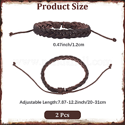 2 bracelet tressé en cuir PU pour hommes et femmes&nbsp;BJEW-CL0001-37B