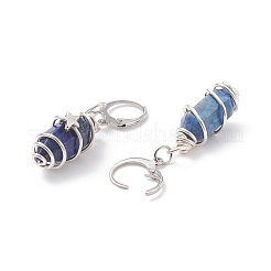 5 par de aretes colgantes de bala con piedras naturales mixtas de 5 estilos&nbsp;EJEW-JE05067
