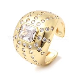 Bagues ouvertes en laiton avec micro pavé de zircones cubiques pour femmes&nbsp;RJEW-L343-03G