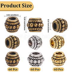 180 Stück 3 Stile tibetische Legierungsperlen&nbsp;TIBE-PA0001-01