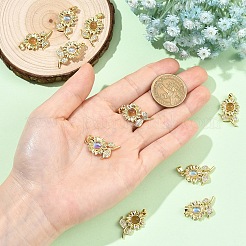 2 colgante de resina con micro pavé de circonitas cúbicas en latón de 2 colores&nbsp;KK-YW0004-47