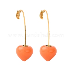 Boucles d'oreilles à tige en résine et laiton fruit&nbsp;EJEW-A140-03A-G