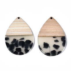 Colgantes de resina transparente y madera de nogal&nbsp;X-RESI-T035-29A
