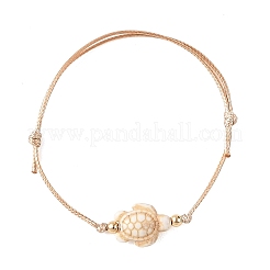 4 braccialetto da donna regolabile con perline di tartaruga marina sintetica turchese tinta oceano&nbsp;BJEW-JB14243-02