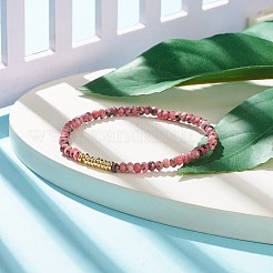 Pulsera elástica con cuentas de rondelle de jade natural de Malasia (teñido) con latón&nbsp;BJEW-JB07967-04