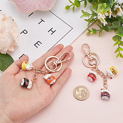 2 porte-clés pendentif chat porte-bonheur Maneki Neko en porcelaine&nbsp;KEYC-OC0001-42B