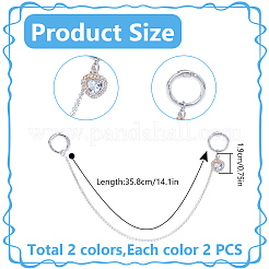 4 Stück 2 Stile Herz Messing Strass Stiefelriemen Ketten&nbsp;HJEW-DR00223