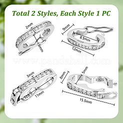 2 pièce 2 styles 925 fermoirs torsadés en argent sterling&nbsp;STER-GA0001-12P